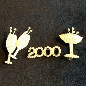 Vintage Cocktail 3 Pc. Brooch Set